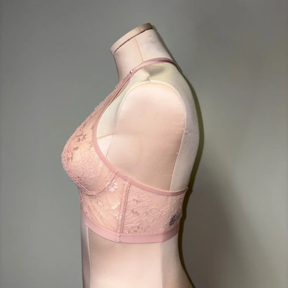 Victoria's Secret Lace Key-Hole Halter Bralette - Blush Pink - Picture 4 of 8